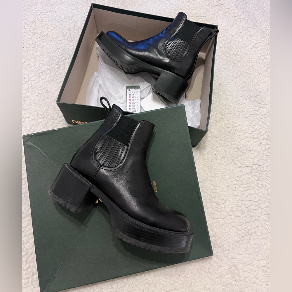 Black Leather Ankle Boots